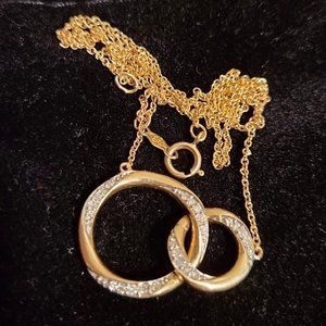 Solid 10kt gold diamond double hoop neck